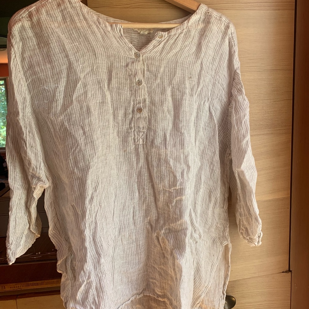 EILEEN FISHER Linen Striped Shirt